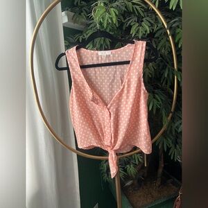 Pink Polka Dot Sleeveless Top